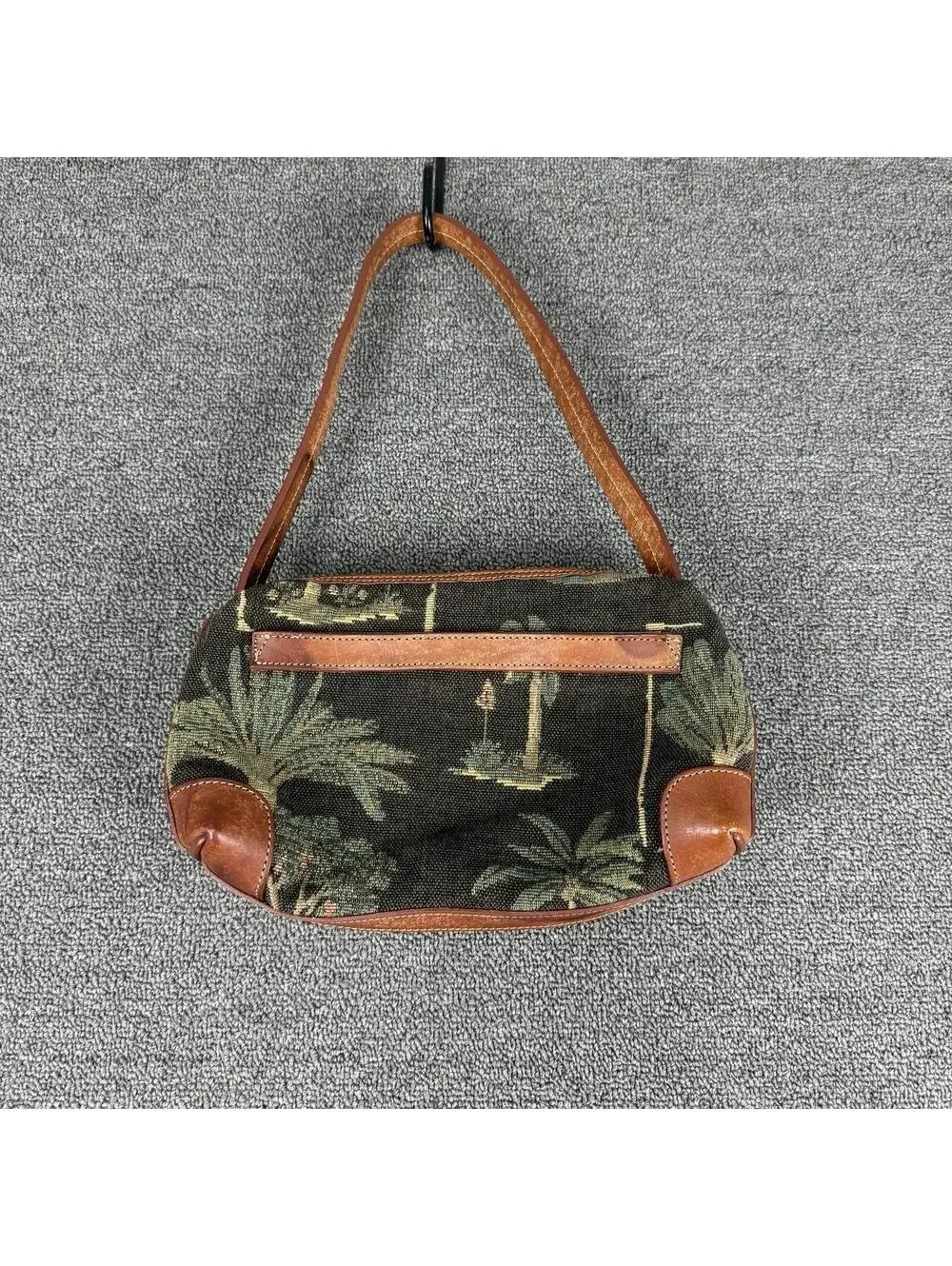 Vintage 90s Y2K Tommy Bahama Dark Floral Tapestry Baguette Bag Purse - Picture 2 of 7